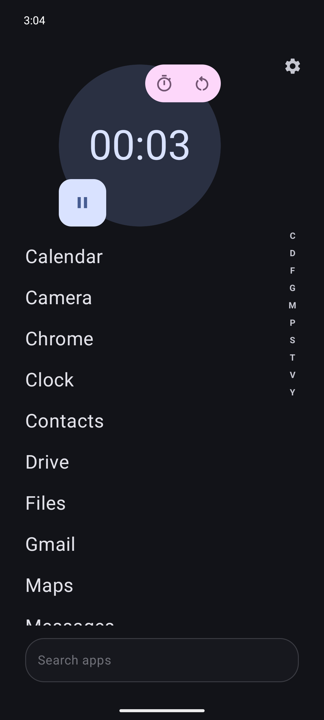 Haven’s text app list with an Android timer widget above it