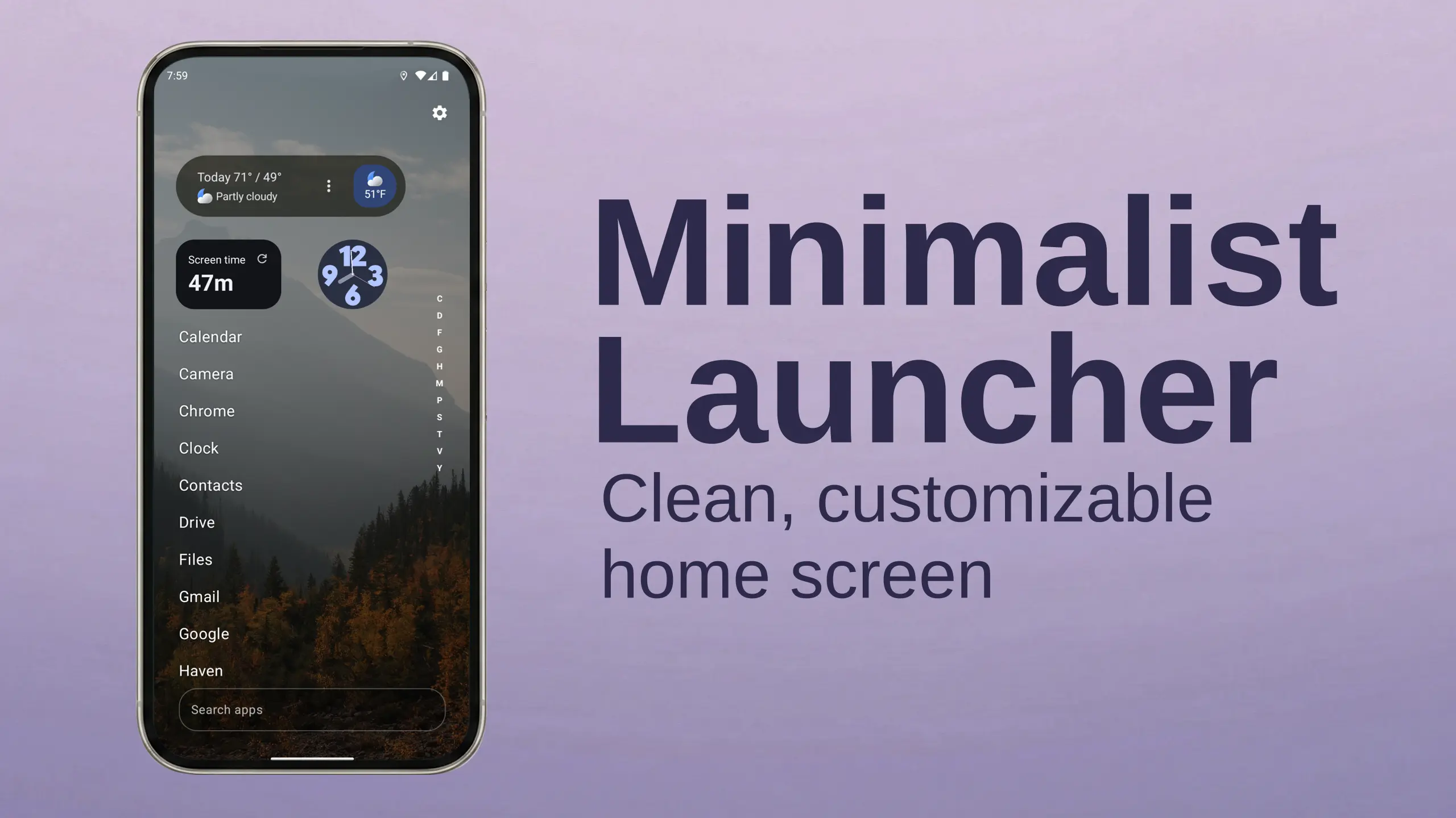 Haven minimalist launcher screenshot