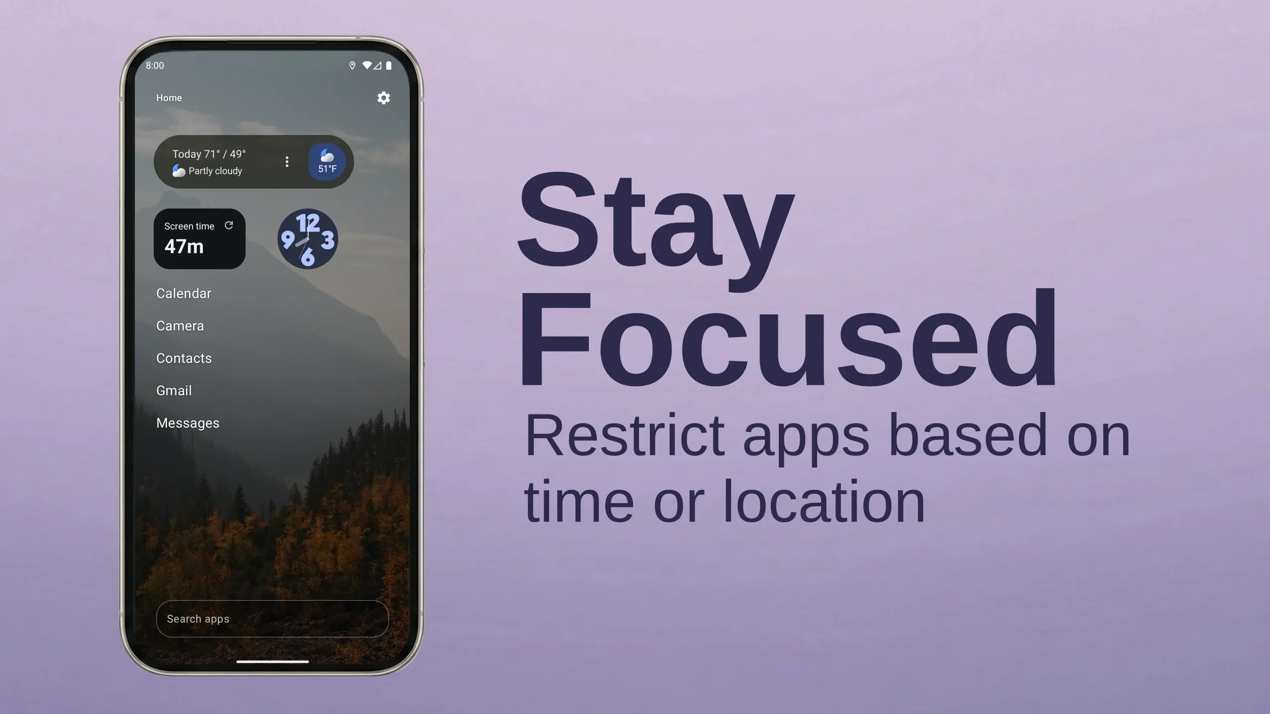 Focus Havens app filtering screen