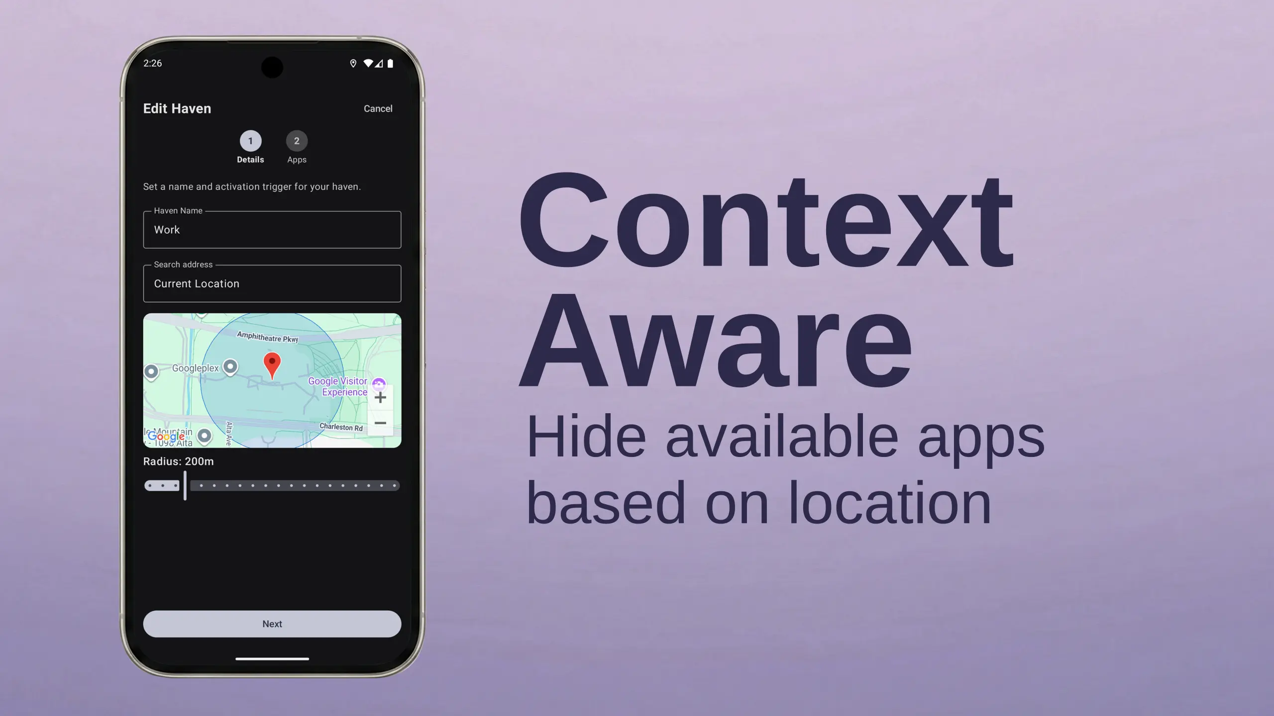 Location-based haven configuration